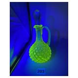 VASELINE HOBNAIL CRUET W/ STOPPER URANIUM GLASS