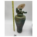 11" H CARVED POTTERY VESSEL W/ QUARTZ STONE TOP