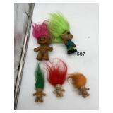 GROUP OF FIVE TROLLS DOLLS