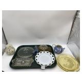 AMBER DEPRESSION 9 INCH PLATE, MILK GLASS PLATE