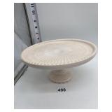 PINK MILK GLASS PEDESTAL CAKE PLATE