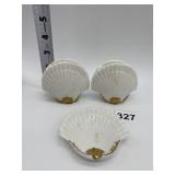 VINTAGE VASES AND DISH WITH BLUE AND GOLD