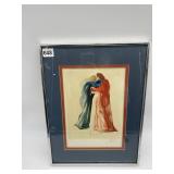 DALI WOOD CUT 17X13 SIGNED LOWER LEFT HC MEETING