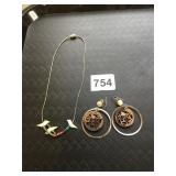 BIRD FETISH CHOKER NECKLACE HOOP EARRINGS