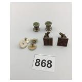 CUFF LINKS RED RHINESTONE ETC.