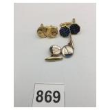 CUFF LINKS GOLD TONE SHIPS ENAMEL