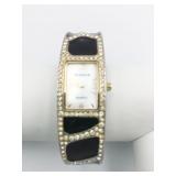 ELGIN QUARTZ WRISTWATCH REGIS BAND BLACK ENAMEL