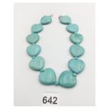CHUNKY STONE HEAR NECKLACE 19" TURQUOISE OR