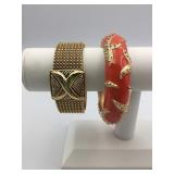 HINGED BANGLE BRACELETS ORANGE ENAMEL STARFISH