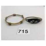ENAMEL AND INLAY SILVER TONE BRACELETS BLACK