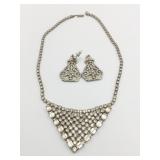 RHINESTONE NECKLACE SILVER TONE EARRINGS DAMAGE