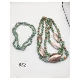 TURQUOISE CHIP NECKLACE TRIPLE STRAND POLISHED