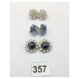 BEADED EARRINGS BLUE RHINESTONE EARRINGS TWO