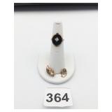 10K GOLD RING SIZE 4.25 ONYX TINY 2 PC