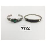 CUFF BRACELET GREEN STONES STERLING SILVER