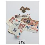 CANCELLED STAMPS COINS