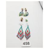 EARRING LOT BEADED SOUTHWEST DANGLE BLUE ENAMEL