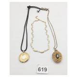 TRIOMPHE GOLD TONE WATCH PENDANT NECKLACE ON