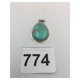 SILVER 925 TURQUOISE TEARDROP PENDANT