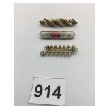 VINTAGE BAR PINS CERAMIC SMALL PEARL BEADS