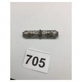 STERLING SILVER 2" FILIGREE BAR PIN LIGHT TARNISH