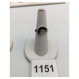 10K GOLD RING BLACK INLAY RHINESTONES SIZE 6