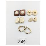 GROUP OF EARRINGS CLIP ON ENAMEL WOOD HOOPS MONET