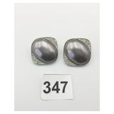 YVES ST LAURENT SILVER TONE RHINESTONE AND GRAY