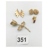 GOLD TONE ROSE PIN ANGEL PIN DAUPLAISE CLIP