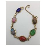 SCARAB BEETLE BRACELET GOLD TONE 6 BEETLES