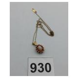 14KGE PENDANT NECKLACE OAL RED SONES OPAL CENTER