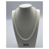 STRING OF PEARL BEADS 14K GOLD CLOSURE 16"