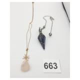 POLISHED ROSE QUARTZ DROP PENDANT NECKLACE