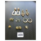 GROUP OF EARRINGS HOOPS GOLD TONE SILVERTONE