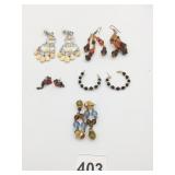 GROUP OF EARRINGS BEADED HOOPS DANGLE DROP