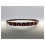 STERLING SILVER BANGLE BRACELET RED STONES