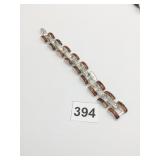 BRACELET SILVER TONE WITH BROWN ARCHED SECTIONS