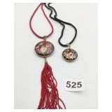 CLOISONNE PENDANT NECKLACES PN SOFT CORDING RED