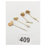 14K GOLD STOCK PINS TIE PINS IAC 15.89 TOTAL