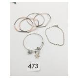 BRACELETS SILVER TONE CHAIN WIRE BAND WITH