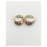 14K GOLD EARRINGS BROWN STONES 8.20G