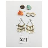 TIGER EYE PENDANT BLUE ENAMEL FLOWER PIN DANGLE