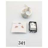 ATLANTIS WRISTWATCH WHITE SILICONE BAND EARRINGS