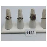 SILVER 925 RINGS PEARLS KNOT PURPLE STONE ETC.