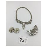 RHINESTONE NECKLACE LEAF PIN SHOE CLIPS