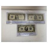 THREE BLUE SEAL 1, 5, 10 NOTES SLABBED