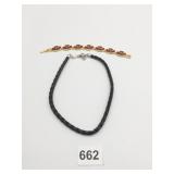 BLACK BRAIDED LEATHER NECKLACE ENAMEL RED HAT