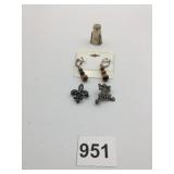 SILVER 925 THIMBLE TIGER EYE DROP EARRINGS FROG