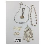 NECKLACES SILVER TONE PEARL BEADS BRACELET CHARM