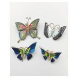 BUTTERFLY PINS ENAMEL BLUE ETC.